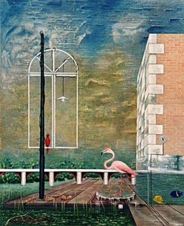 Peinture intitulée "cour coté jardin" par Luc Caudal, Œuvre d'art originale