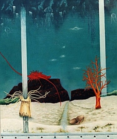 Peinture intitulée "combat de coques" par Luc Caudal, Œuvre d'art originale