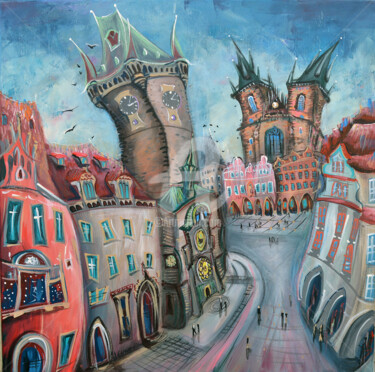Painting titled "Prague Old Town" by Luccho, Original Artwork, Acrylic
