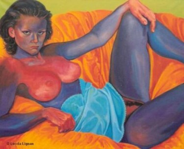 Painting titled "Femme Calé dans un…" by Luccia Lignan, Original Artwork, Acrylic