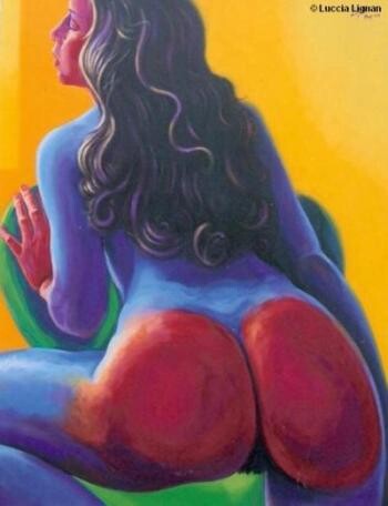 Painting titled "Femme Nue Derrière…" by Luccia Lignan, Original Artwork, Acrylic