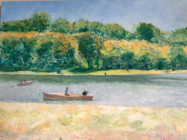 Peinture intitulée "Barques sur le Gran…" par Luce Rousselet, Œuvre d'art originale, Huile
