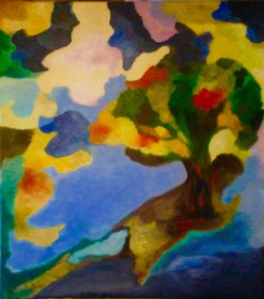 Painting titled "La Terre se Noie" by Lucette Senn, Original Artwork