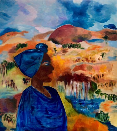 Painting titled "Africaine" by Lucette Senn, Original Artwork, Oil