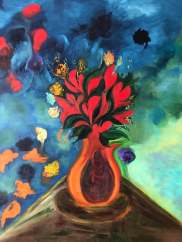 Peinture intitulée "Evasion Florale" par Lucette Senn, Œuvre d'art originale, Huile