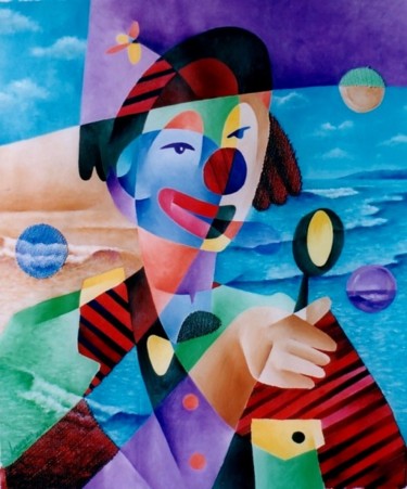 Peinture intitulée "Un cirque à la plag…" par Luis Argumedes, Œuvre d'art originale, Huile
