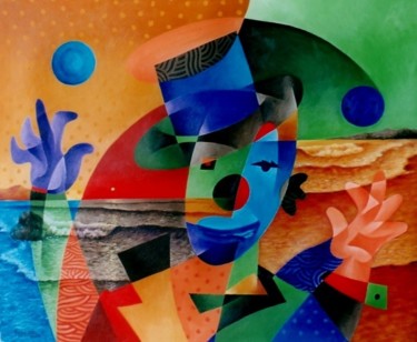 Peinture intitulée "Un cirque à la plag…" par Luis Argumedes, Œuvre d'art originale, Huile