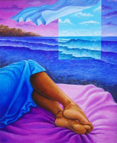 Peinture intitulée "La chambre bleue" par Luis Argumedes, Œuvre d'art originale, Huile