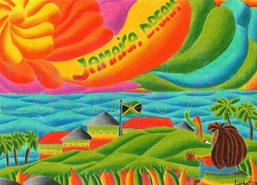 Peinture intitulée "Jamaica dream" par Luchet, Œuvre d'art originale, Conté