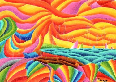 Pittura intitolato "Allegra giornata" da Luchet, Opera d'arte originale, Matite colorate