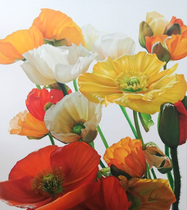 Pittura intitolato "Flowers" da Vasyl Luchkiv, Opera d'arte originale, Olio