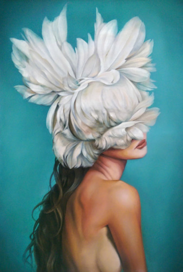 Pittura intitolato ""Woman bird"" da Vasyl Luchkiv, Opera d'arte originale, Olio