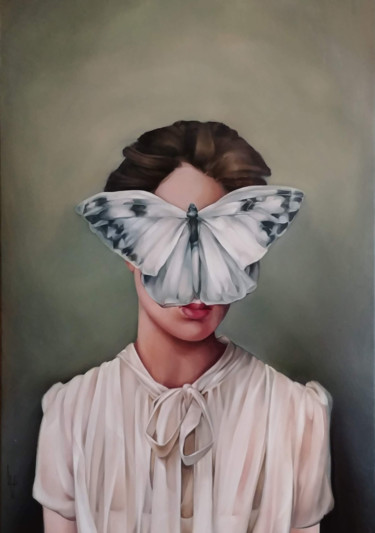 Картина под названием ""Woman butterfly"" - Vasyl Luchkiv, Подлинное произведение искусства, Масло