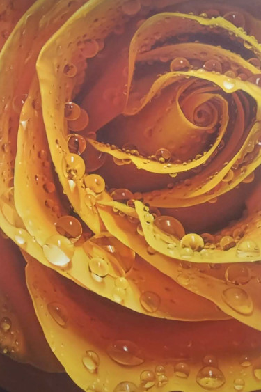 Schilderij getiteld "Yellow rose" door Vasyl Luchkiv, Origineel Kunstwerk, Olie