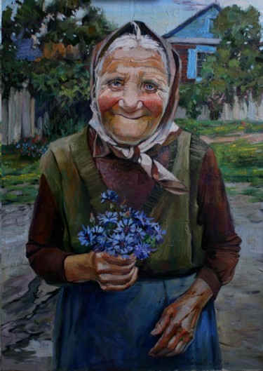 Painting titled "Навсегда юная" by Liudmila Kiseleva, Original Artwork, Oil Mounted on Wood Stretcher frame