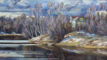Peinture intitulée "Бурная весна" par Liudmila Kiseleva, Œuvre d'art originale, Huile Monté sur Panneau de bois