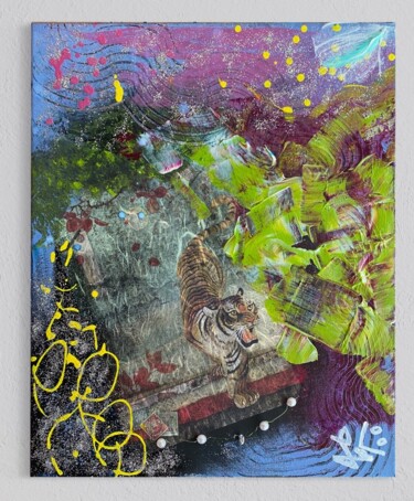 Pintura intitulada "Risveglia la tigre" por Lucia Chiapuzzi (Akemi Airi), Obras de arte originais, Acrílico Montado em Paine…