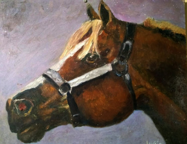 Painting titled "farm-horse.jpg" by Lucia Costa, Original Artwork, Oil