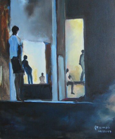 Painting titled "L'Attente" by Lucia Mamos-Moreaux, Original Artwork, Oil
