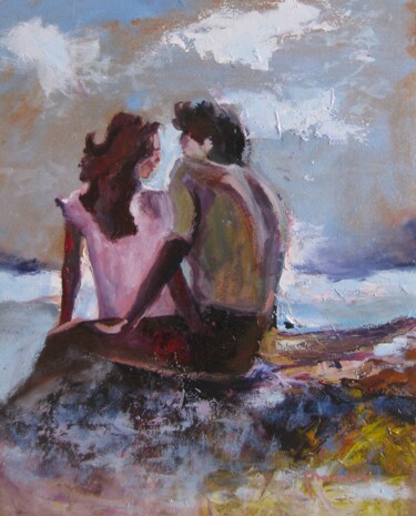 Painting titled "Amour" by Lucia Mamos-Moreaux, Original Artwork, Oil