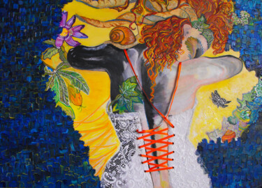 Schilderij getiteld "Donna Sitatunga" door Lucia Teresa Tasca, Origineel Kunstwerk, Olie