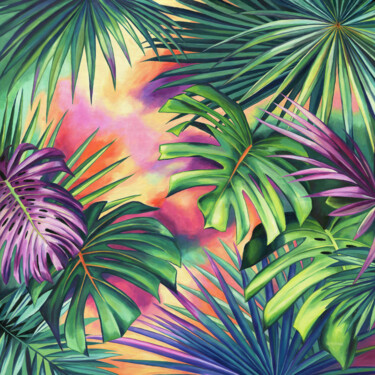 Картина под названием "Party in the tropics" - Lucia Verdejo, Подлинное произведение искусства, Масло