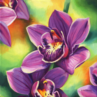 Painting titled "Purple bliss" by Lucia Verdejo, Original Artwork, Oil Mounted on Wood Stretcher frame