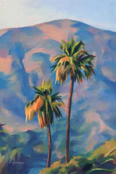 Pintura titulada "Tropical palm tree…" por Lucia Verdejo, Obra de arte original, Oleo Montado en Bastidor de camilla de made…