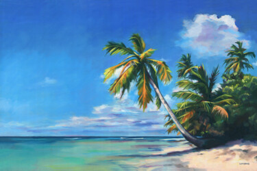Pintura intitulada "Beach oil painting,…" por Lucia Verdejo, Obras de arte originais, Óleo Montado em Armação em madeira