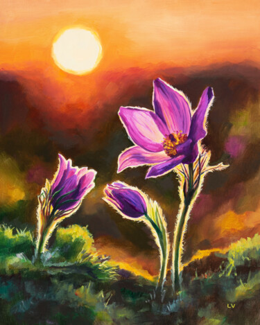 Painting titled "Pink anemone pulsat…" by Lucia Verdejo, Original Artwork, Oil Mounted on Wood Panel