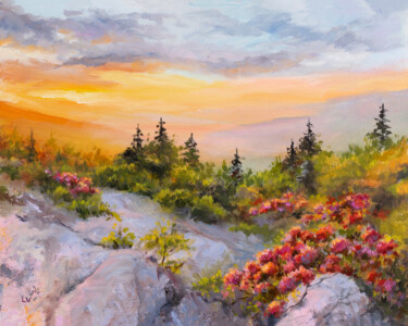 Painting titled "Blue Ridge mountain…" by Lucia Verdejo, Original Artwork, Oil Mounted on Wood Panel