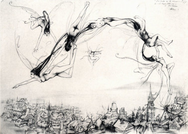 Disegno intitolato "Sono bianche api ch…" da Lucia Mazzoni, Opera d'arte originale, Grafite