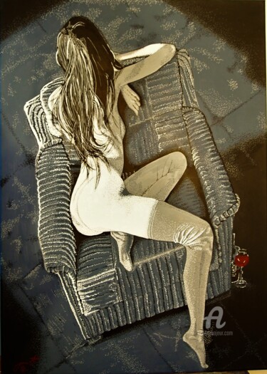 Peinture intitulée "le vieux fauteuil" par Lucia Buzzi, Œuvre d'art originale, Acrylique