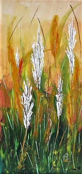 Peinture intitulée "les herbes hautes" par Lucia Buzzi, Œuvre d'art originale, Acrylique Monté sur Châssis en bois