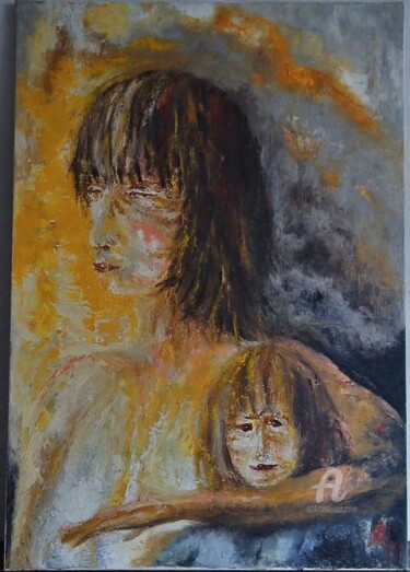 Painting titled "l'abrit" by Lucia Buzzi, Original Artwork, Oil