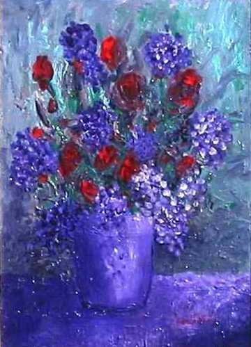 Painting titled "VASO CON GLICINE E…" by Lucia Gardellin, Original Artwork, Oil