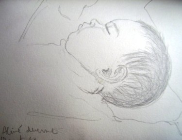 Dibujo titulada "Aliné duerme" por Lucía Iglesias, Obra de arte original