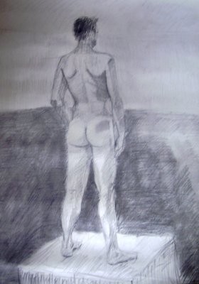 Dibujo titulada "Primer desnudo" por Lucía Iglesias, Obra de arte original