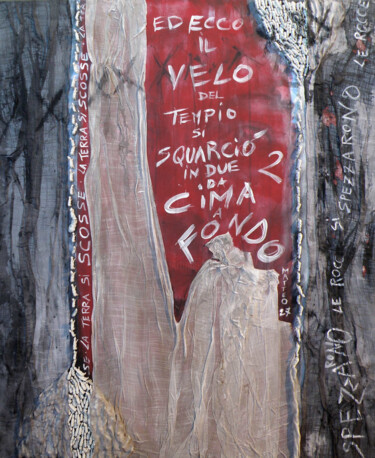 Painting titled "Il velo squarciato" by Luciana Gallo, Original Artwork, Acrylic Mounted on Wood Stretcher frame