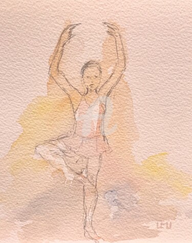 Картина под названием "Petite danseuse en…" - Luciana La Marca, Подлинное произведение искусства, Акварель