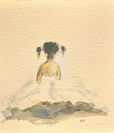 Pintura intitulada "Petit Danseuse assi…" por Luciana La Marca, Obras de arte originais, Aquarela