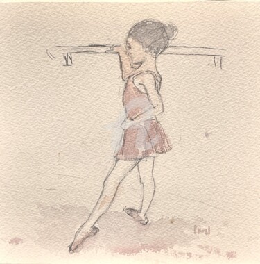 Malerei mit dem Titel "Petit Danseuse en r…" von Luciana La Marca, Original-Kunstwerk, Aquarell