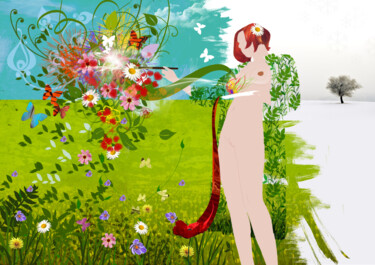 Arts numériques intitulée "Spring at work" par Luciano Battaglia, Œuvre d'art originale, Peinture numérique