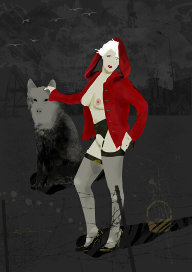 Digital Arts titled "Uran Red Riding Hood" by Luciano Battaglia, Original Artwork, Digital Painting