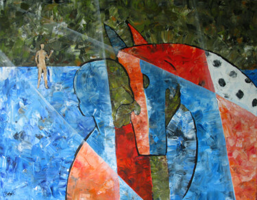 Malerei mit dem Titel "Nietsche in Turin" von Luciano Battaglia, Original-Kunstwerk, Acryl