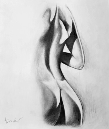 Disegno intitolato "Her back" da Luciano Lombardi, Opera d'arte originale, Matita