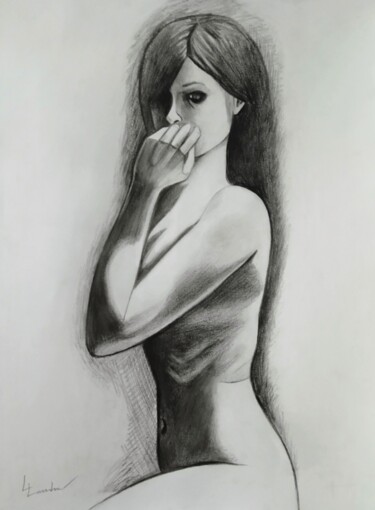 Drawing titled "Secretly" by Luciano Lombardi, Original Artwork, Pencil