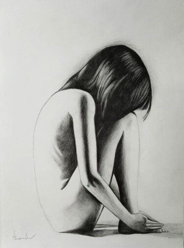 Drawing titled "Protect me" by Luciano Lombardi, Original Artwork, Pencil
