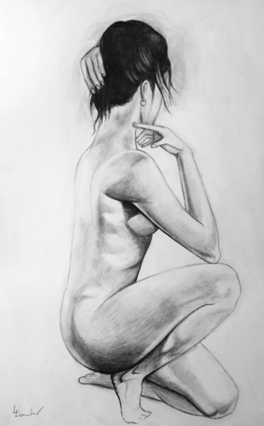 Drawing titled "Self-confident" by Luciano Lombardi, Original Artwork, Pencil