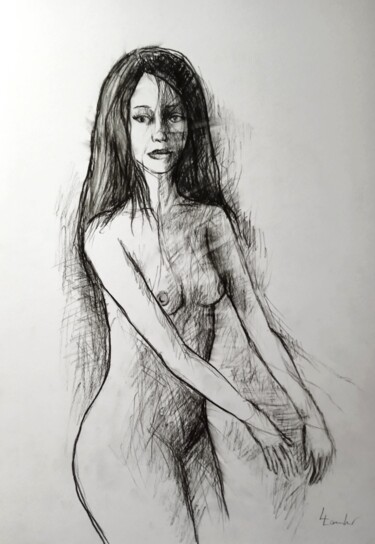 Drawing titled "Stranger" by Luciano Lombardi, Original Artwork, Charcoal